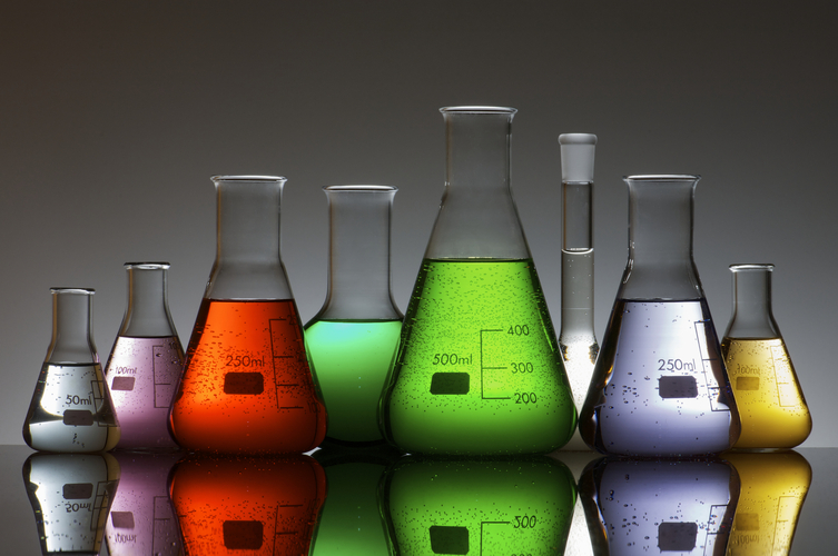Group,Of,Laboratory,Flasks,Containing,Liquid,Color